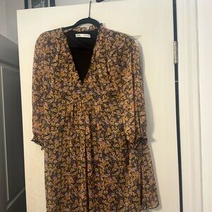 Zara flora quarter sleeve mini dress size medium